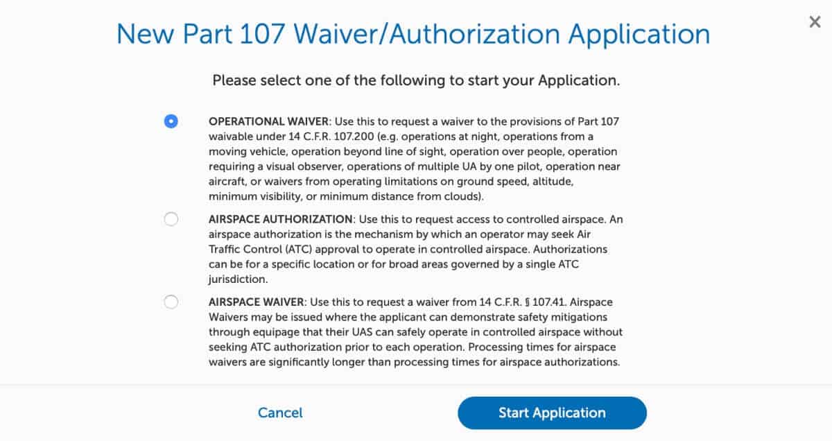 FAA Part 107 Exemption Waiver